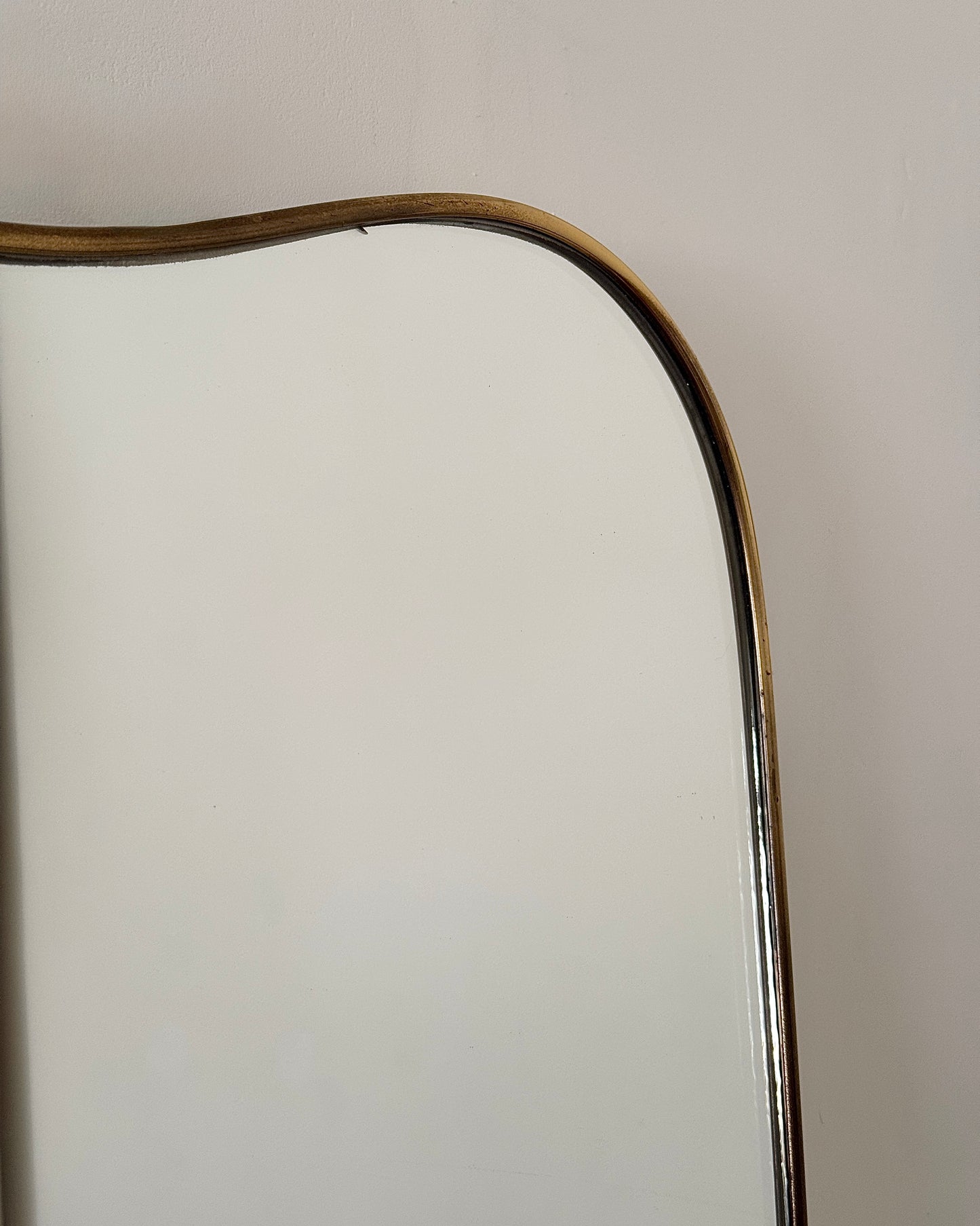 Large Italian Brass Shield Mirror, c.1960