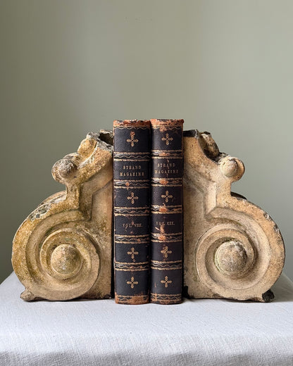 Pair of Antique Architectural Carved Stone Corbel Bookends
