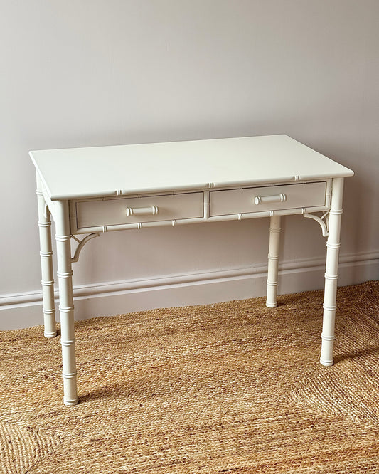 ON HOLD Faux Bamboo White Lacquered Dressing Table
