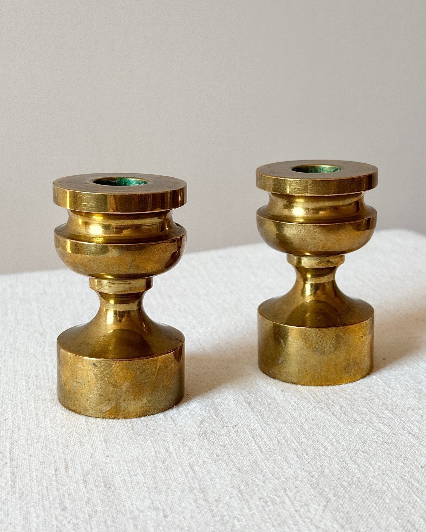 Pair of Swedish Brass Candleholders - Club Sourced