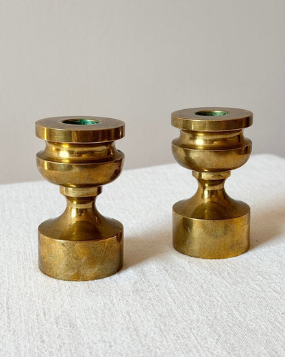 Pair of Swedish Brass Candleholders - Club Sourced