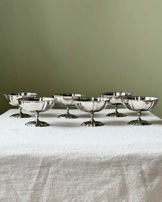 Set of 6 French Stainless Steel Coupes