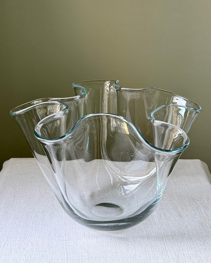 Mid-Century Scandinavian Hand-Blown Glass Hankerchief Vase, attributed to Holmegaard