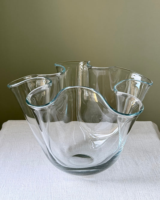 Mid-Century Scandinavian Hand-Blown Glass Hankerchief Vase, attributed to Holmegaard