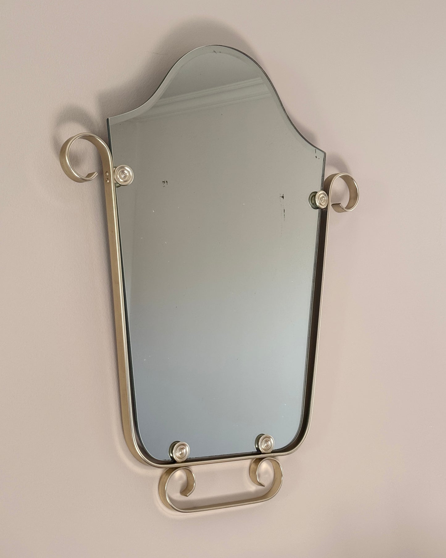 1960s Belgian Floating Scroll Shield Mirror