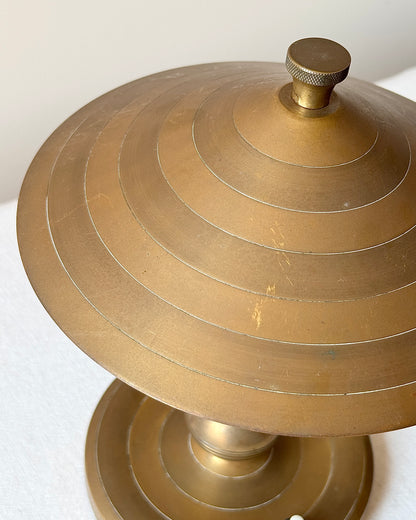 Pair of Brass Art Deco Belgian Table Lamps, signed Gersyl