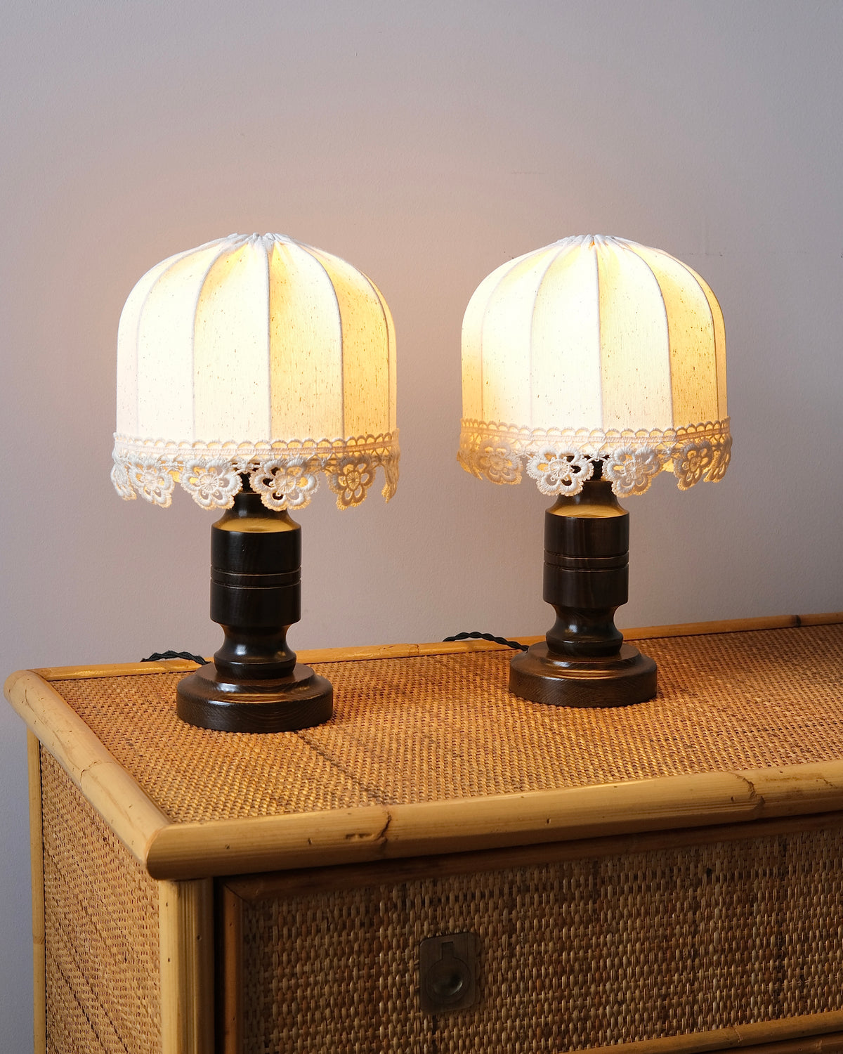 Pair of Swedish Pine Table Lamps by Markslöjd