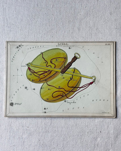 Antique Hand-Painted Constellation Print ‘Urania’s Mirror’ by Sidney Hall c. 1825