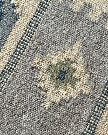 Blue Swedish Wool Röllakan Flatweave with Lozenge Motifs - Club Sourced