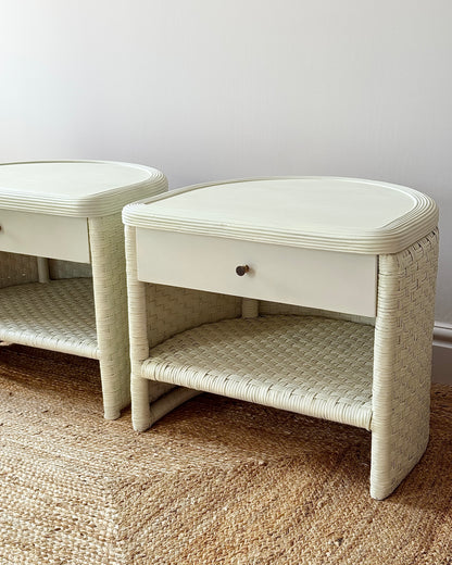 Pair of Swedish Wicker Bedside Tables, circa 1970