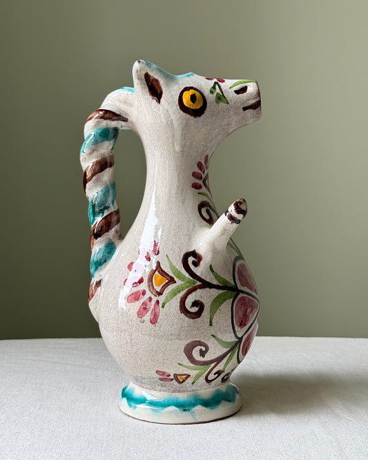 Mid-Century Greek Folk Art Horse Pitcher by Nikos Kourtzis, Circa 1950’s