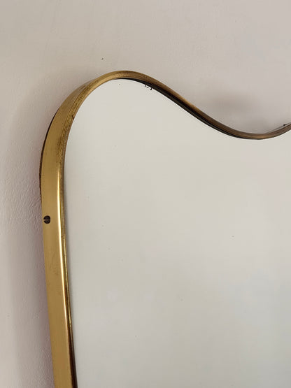Large Italian Brass Shield Mirror, c.1960