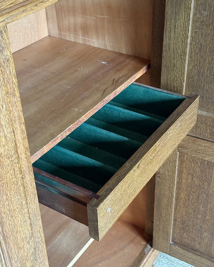Geometric Oak Danish Cabinet Sideboard, Circa 1930’s