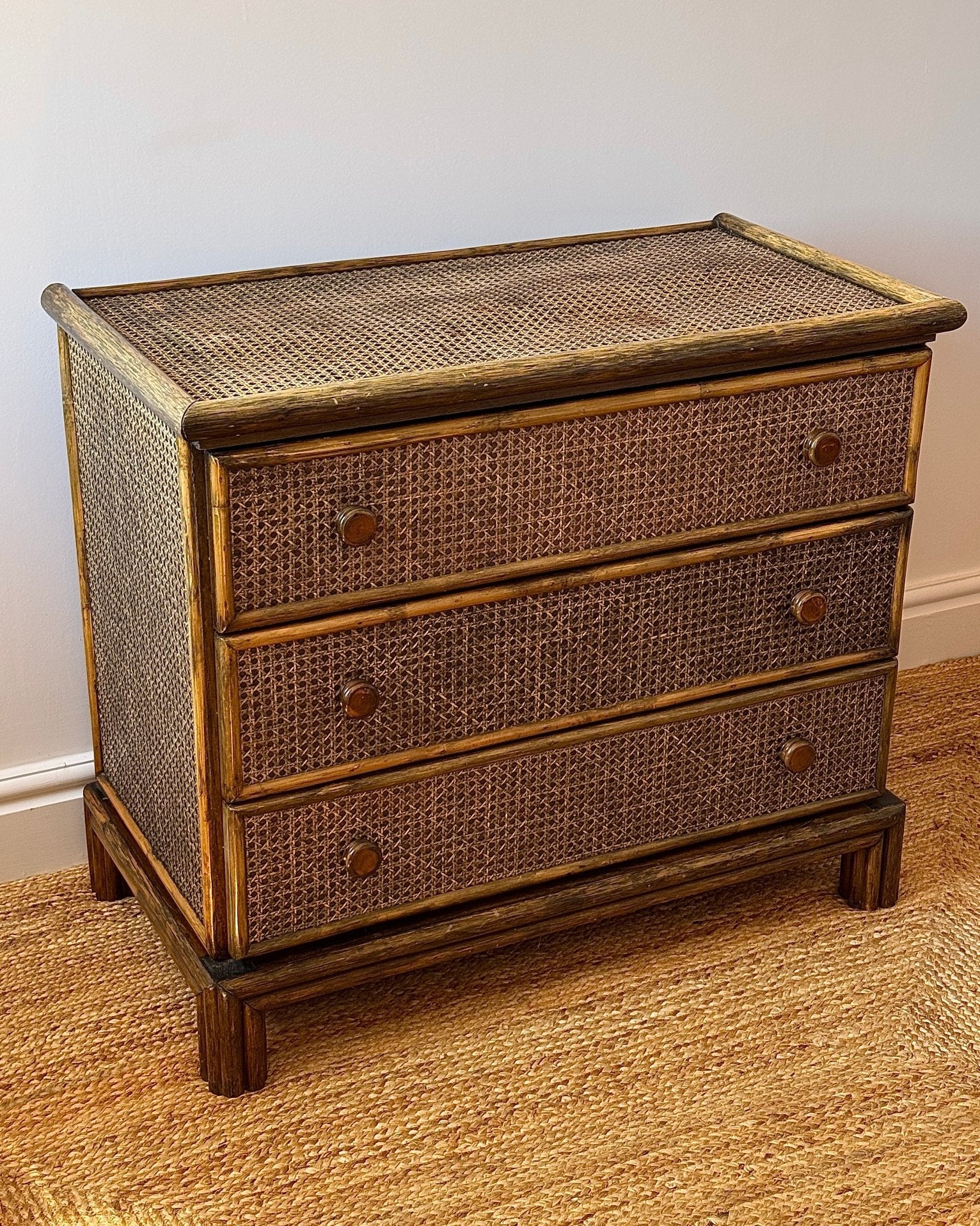 Cane & Bamboo Chest of Drawers, Attributed to Roche Bobois - Club Sourced