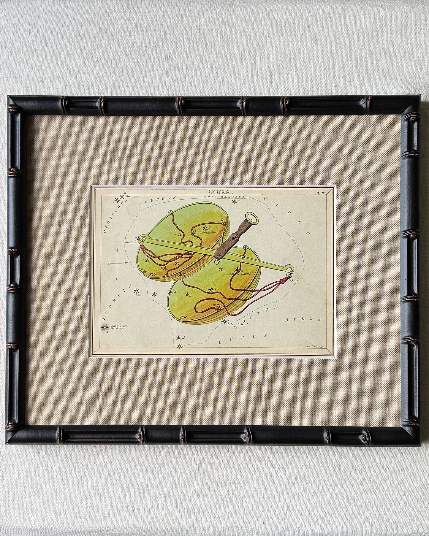 Antique Hand-Painted Constellation Print ‘Urania’s Mirror’ by Sidney Hall c. 1825