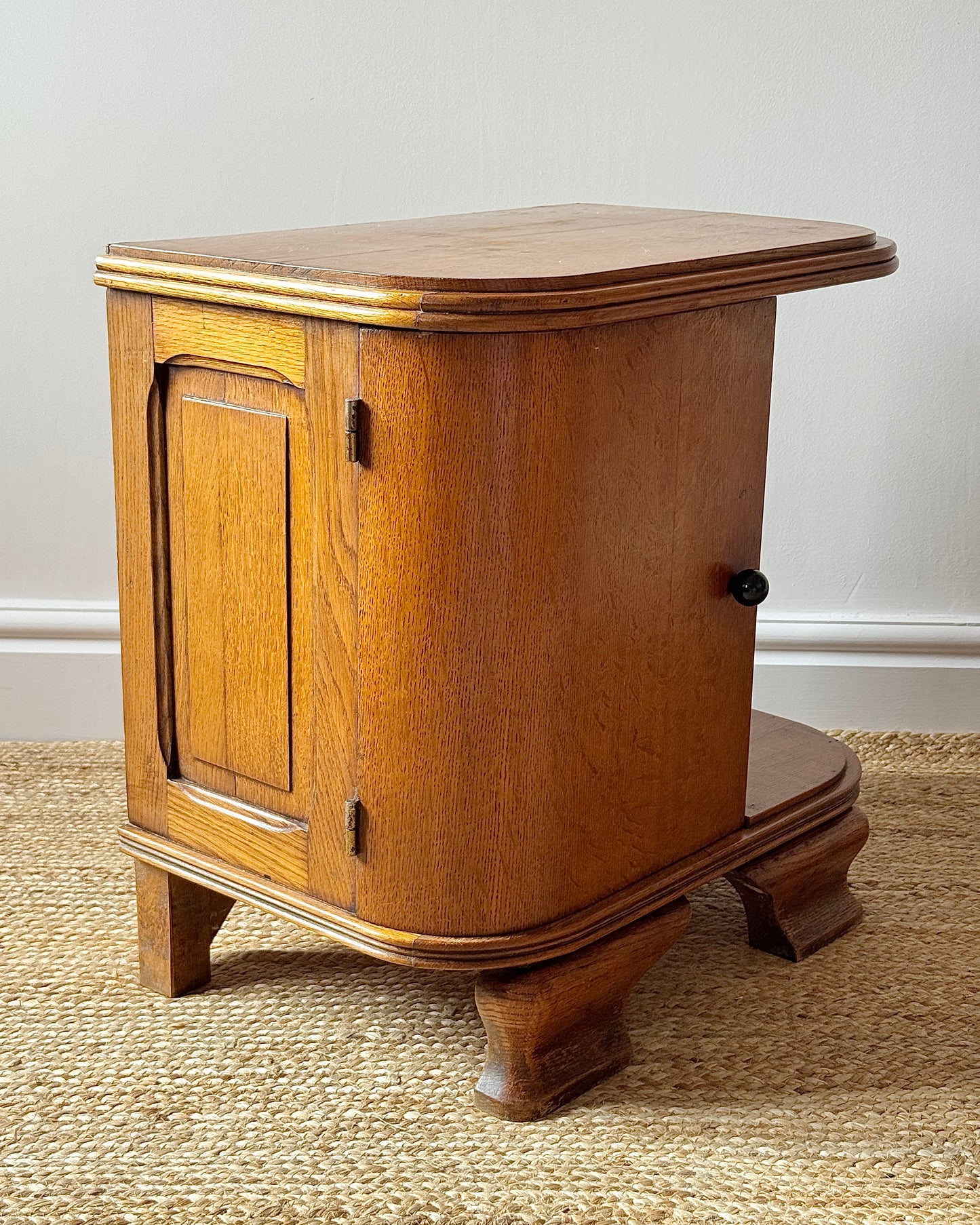 Pair of French Art Deco Oak Bedside Tables c.1930s