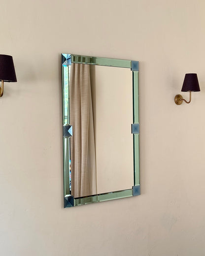 Italian Bevelled Green & Blue Mirror - Club Sourced