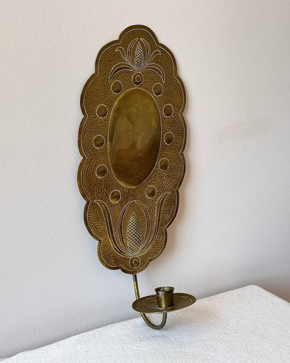 Swedish Hammered Brass Candle Sconce - Club Sourced