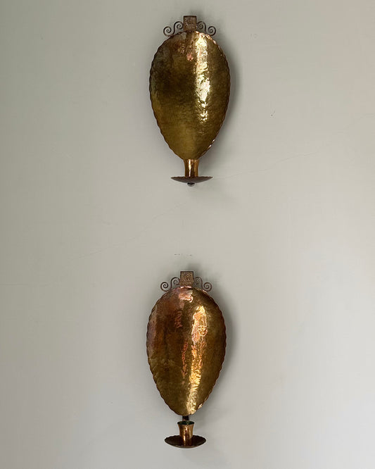 Pair of Brass Swedish Candle Sconces