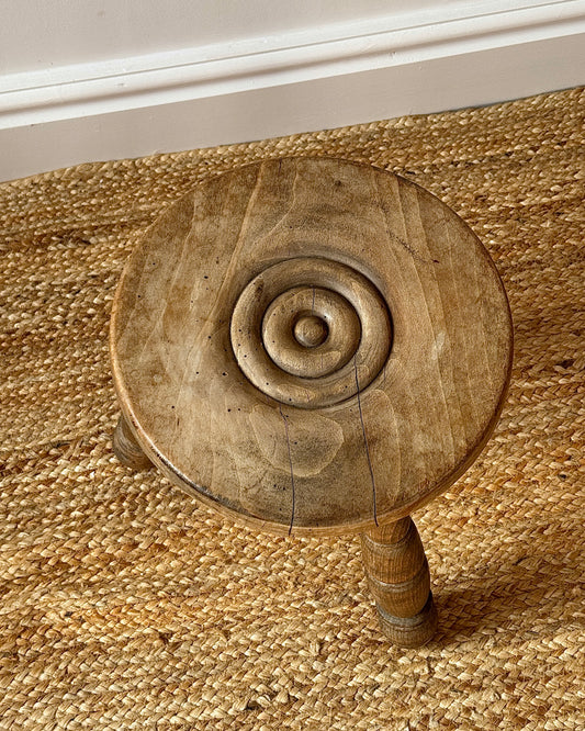 French Oak Stool in the style of Charles Dudouyt