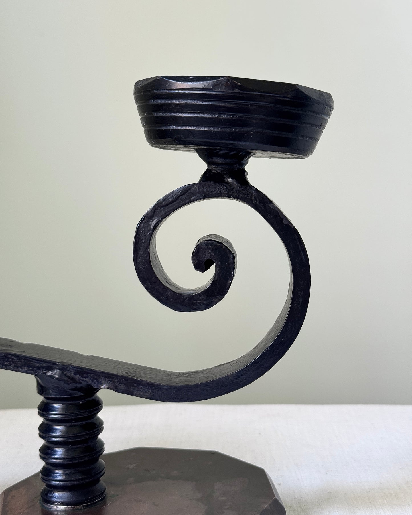 Iron & Bronze Weighted Swirl Candelabra