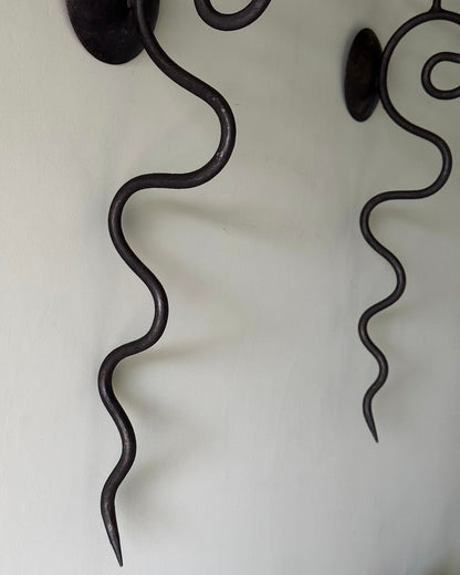 A Pair of French Mid-century Wrought Iron Candle Sconces