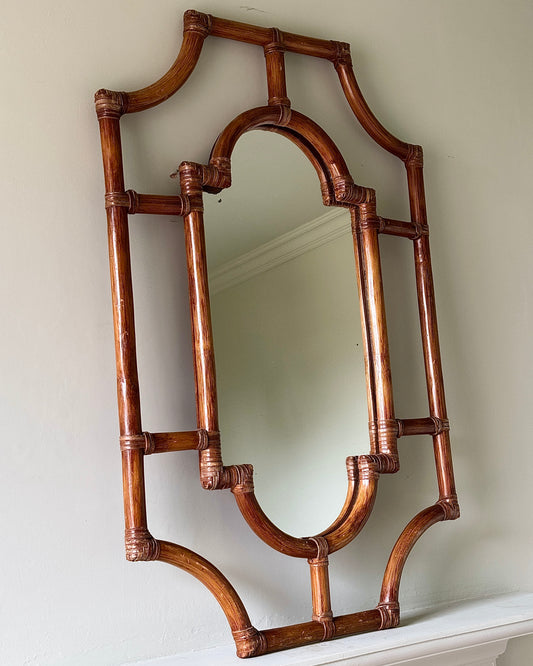 French Vintage Bamboo Pagoda Sectional Mirror