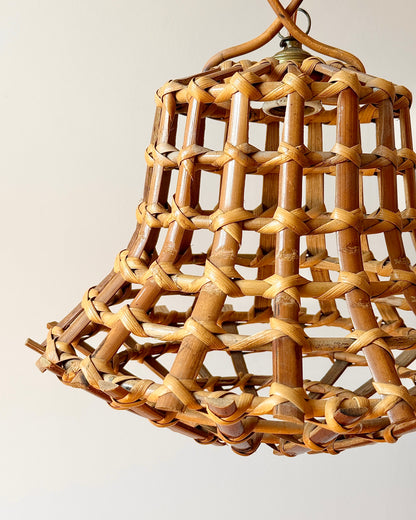 Italian Caged Bamboo Pendant in the manner of Franco Albini, c. 1960s