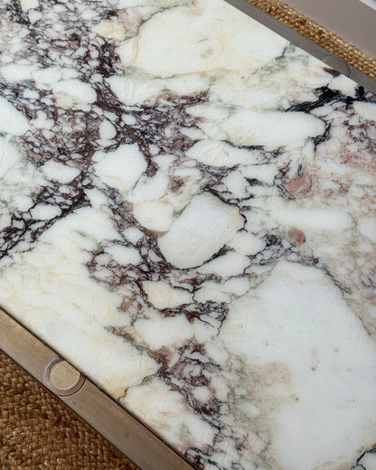 Italian Chrome and Viola Marble Coffee Table