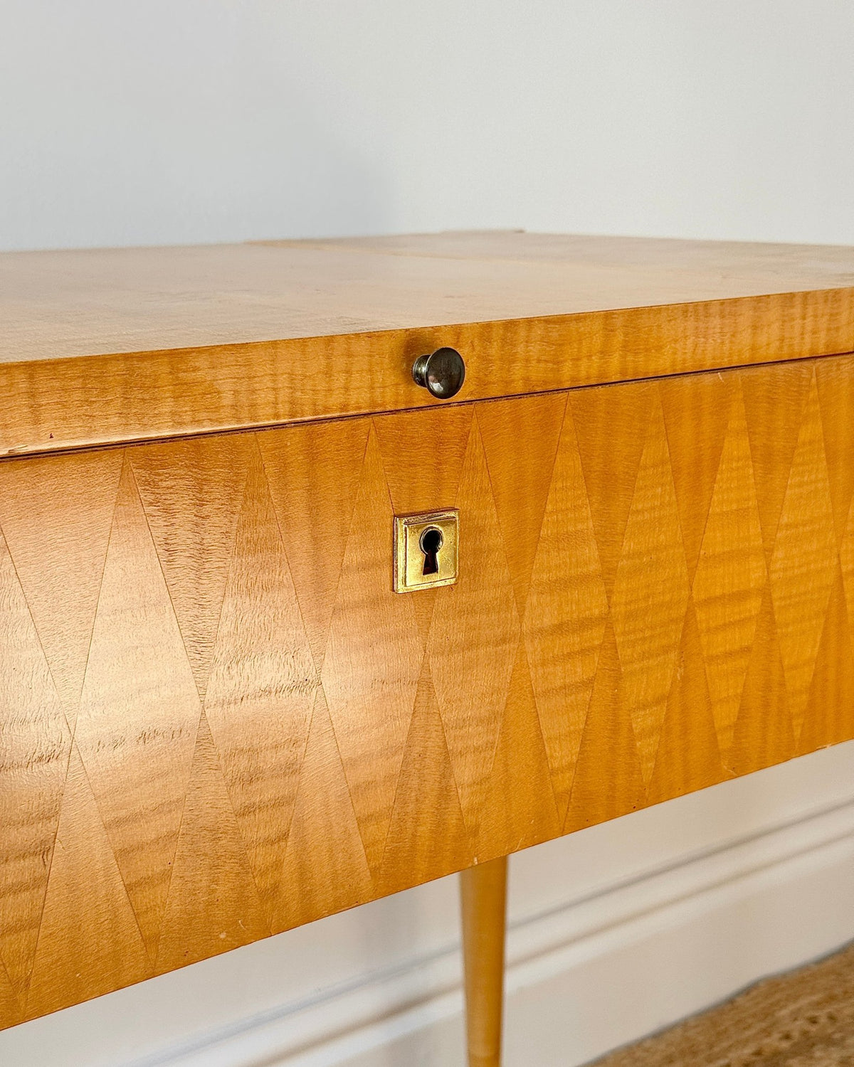French Lift Top Dressing Table with Geometric Parquetry, c.1950 - Club Sourced