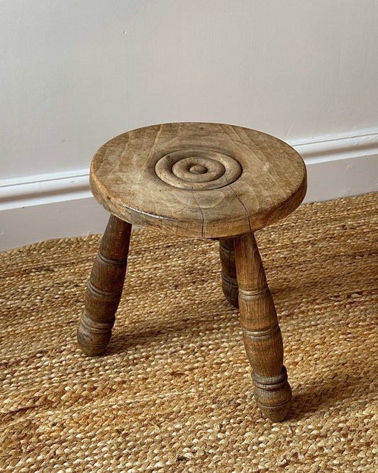 French Oak Stool in the style of Charles Dudouyt