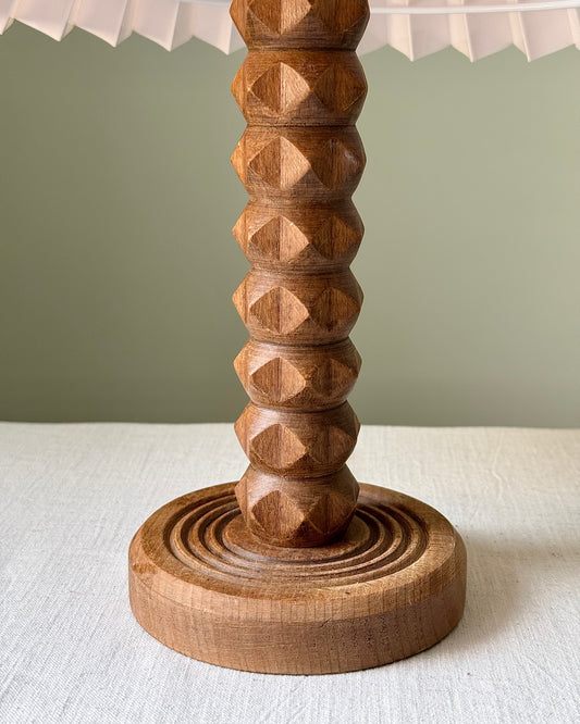 French Geometric Wood Lamp, manner of Charles Dudouyt