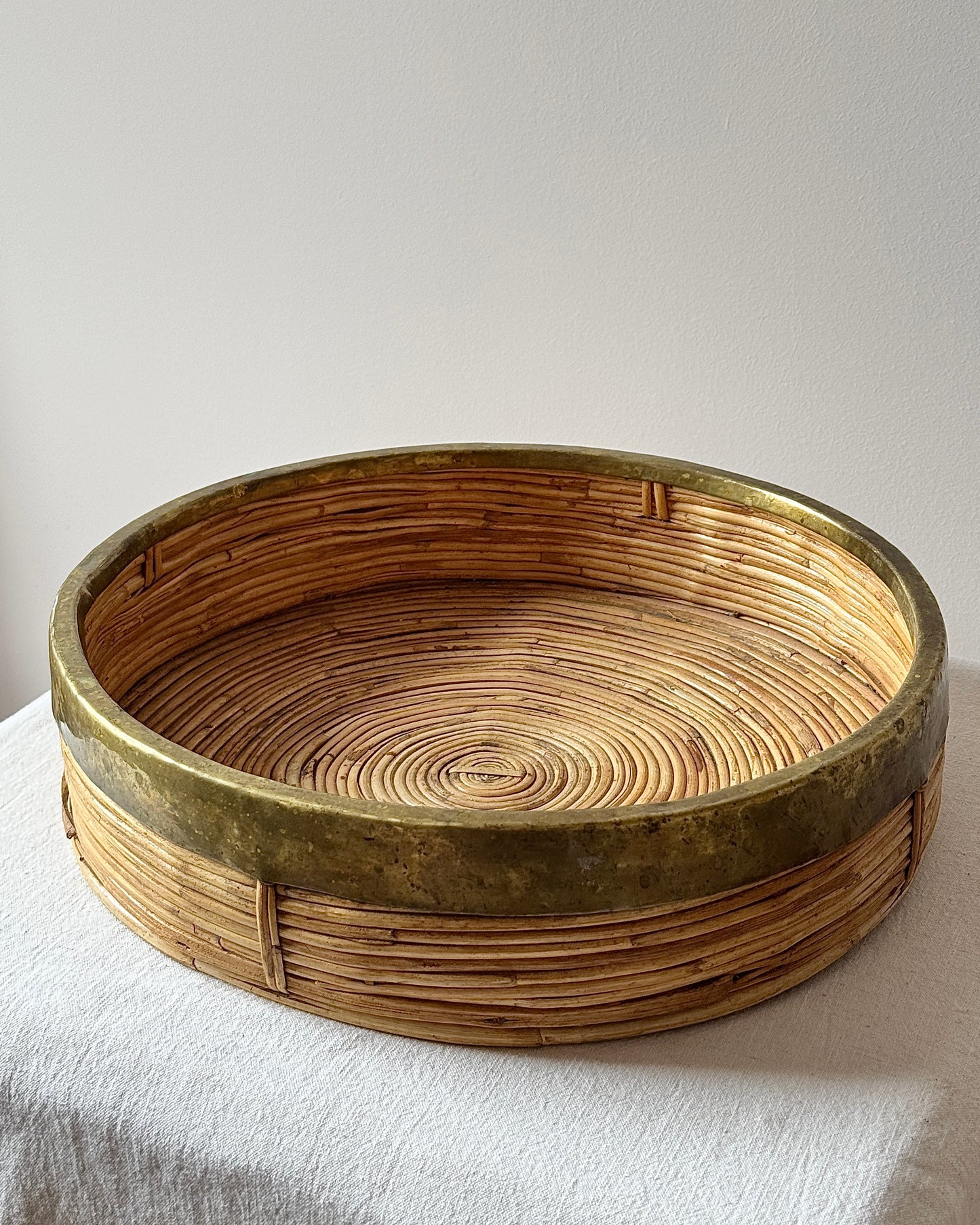 Large Italian Pencil Reed & Brass Tray