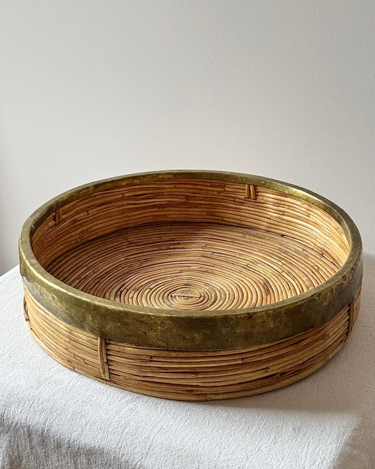 Large Italian Pencil Reed & Brass Tray