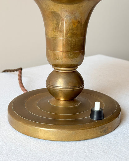 Pair of Brass Art Deco Belgian Table Lamps, signed Gersyl