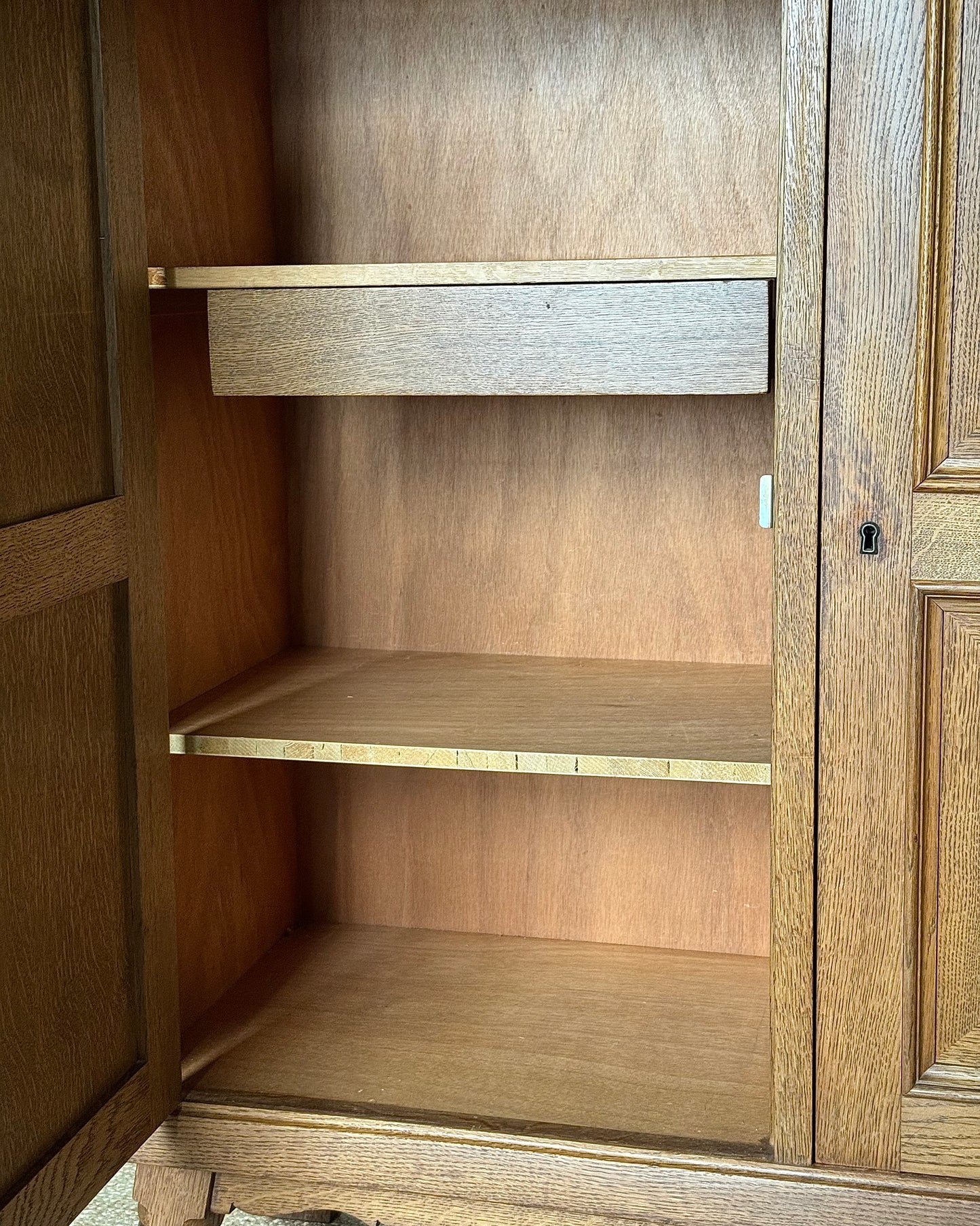 Geometric Oak Danish Cabinet Sideboard, Circa 1930’s