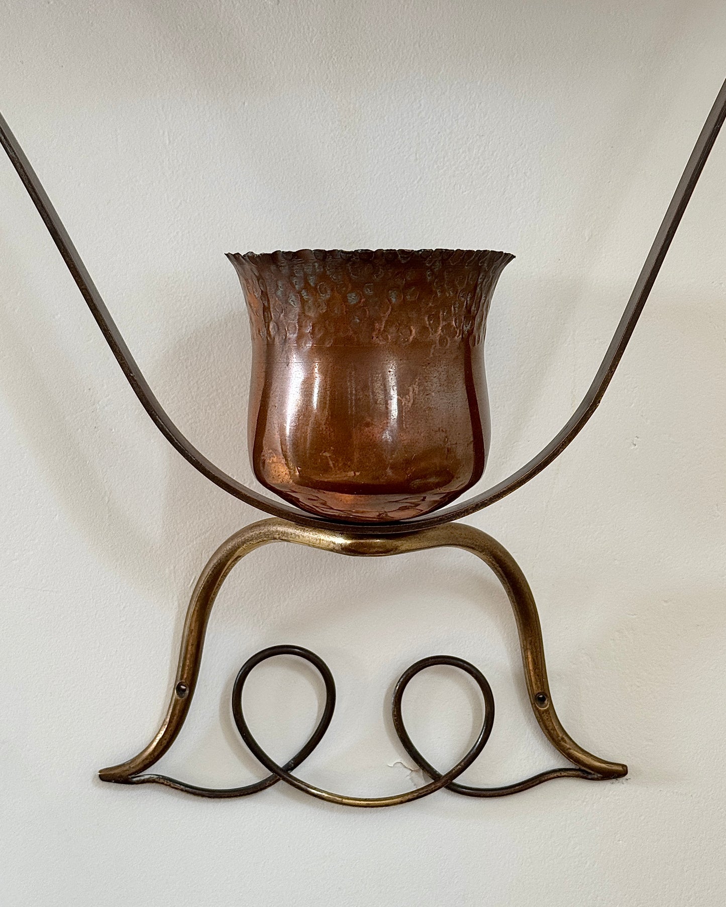 Italian Brass Sheild Mirror and Console, Attributed to Gio Ponti, c.1950s