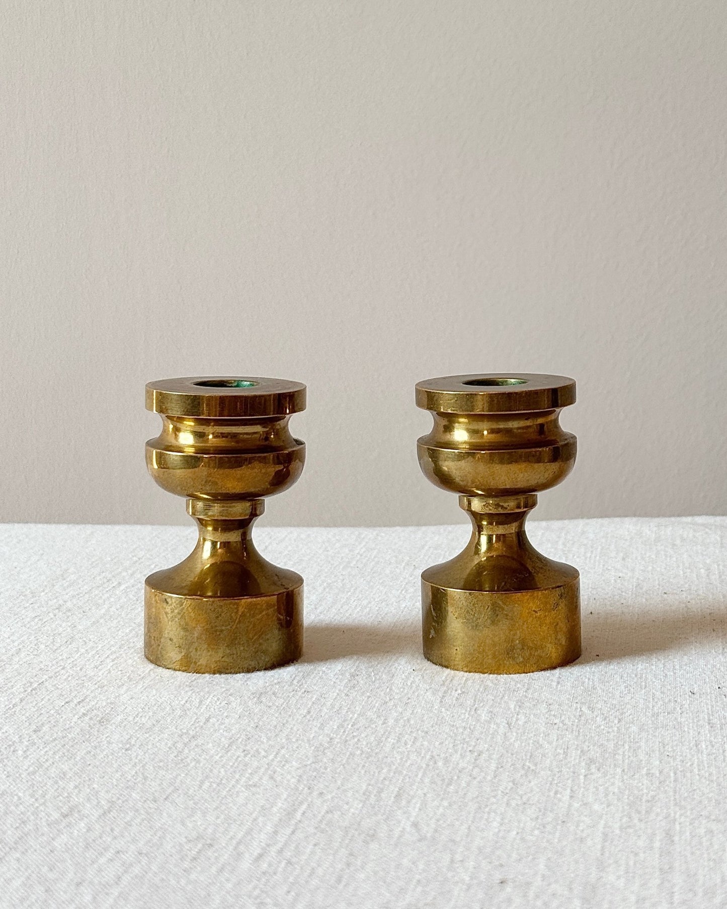 Pair of Swedish Brass Candleholders - Club Sourced