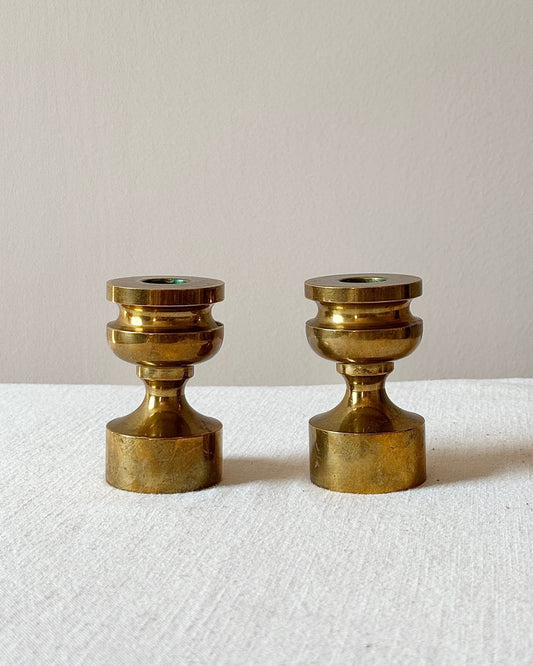 Pair of Swedish Brass Candleholders - Club Sourced