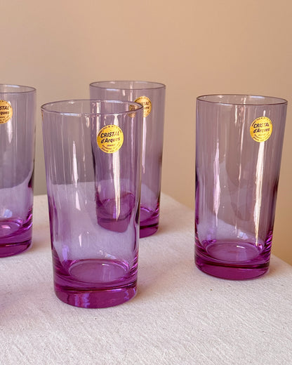 Set of 6 French Violet Crystal Tumblers by Cristal d'Arques