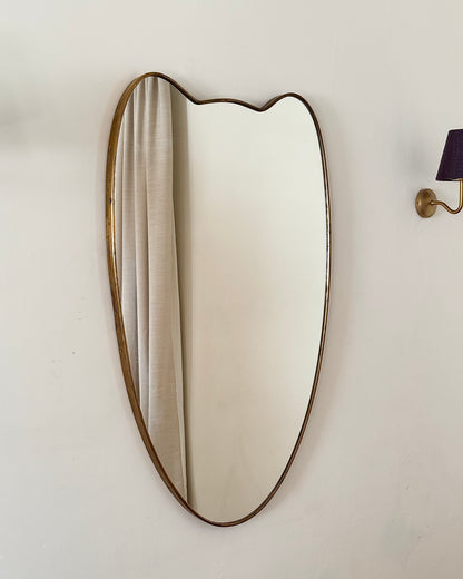 Italian Brass Shield Mirror, circa. 1950