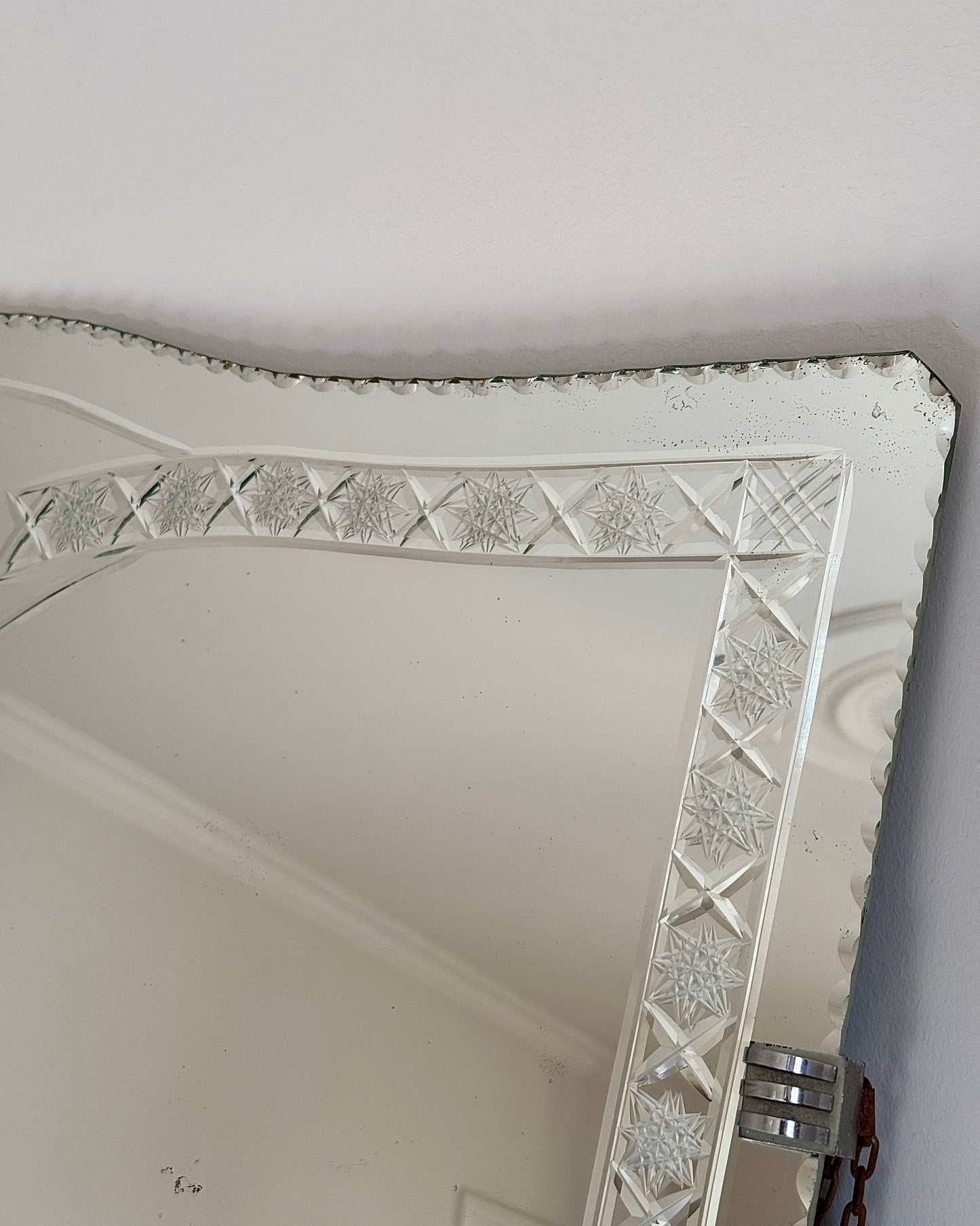 French Art Deco Star Etched Mirror - Club Sourced