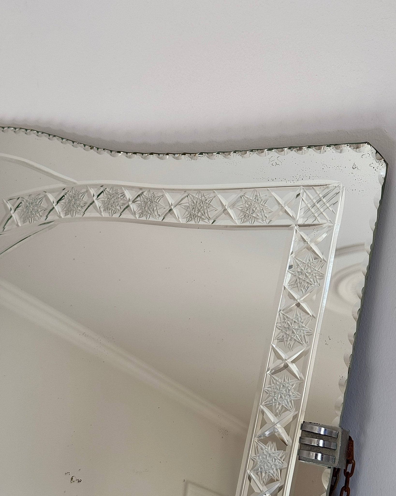 French Art Deco Star Etched Mirror - Club Sourced