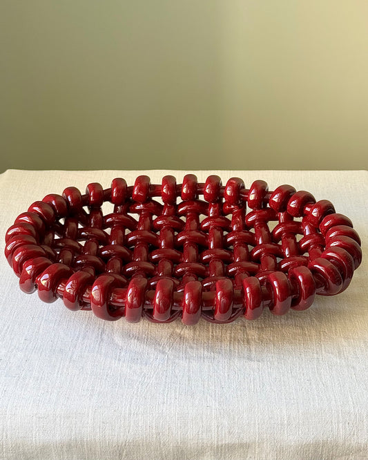 Jerome Massier Vallauris Oval Red Woven Bowl