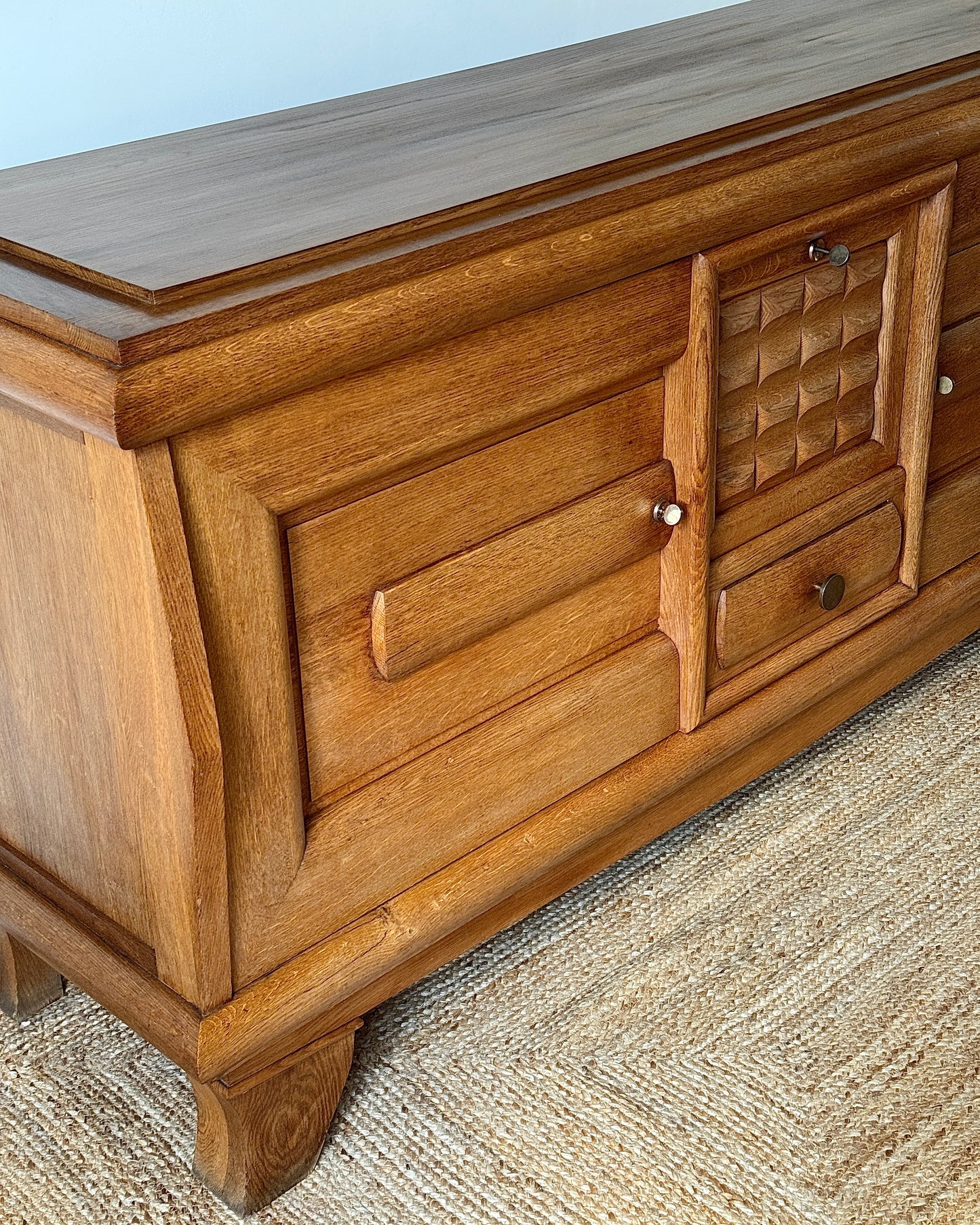 Large French Oak Sideboard in the Manner of Charles Dudouyt, c.1940s