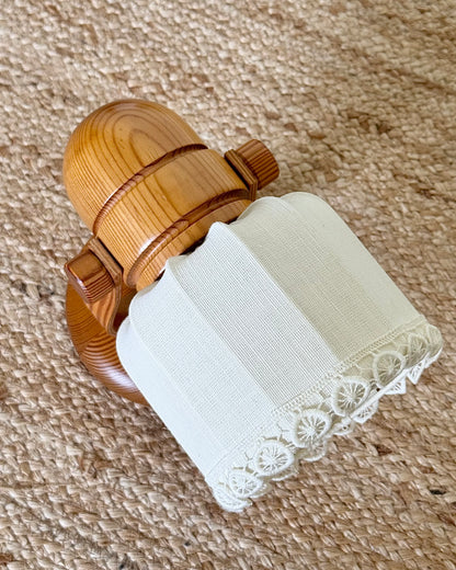 Pair of Swedish 1970s Markslöjd Pine Wall Lamps with Linen Shades