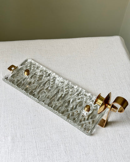 Pair of Swedish Mid-Century Glass and Brass Wall Sconces by Malmö Metallvarufabrik AB