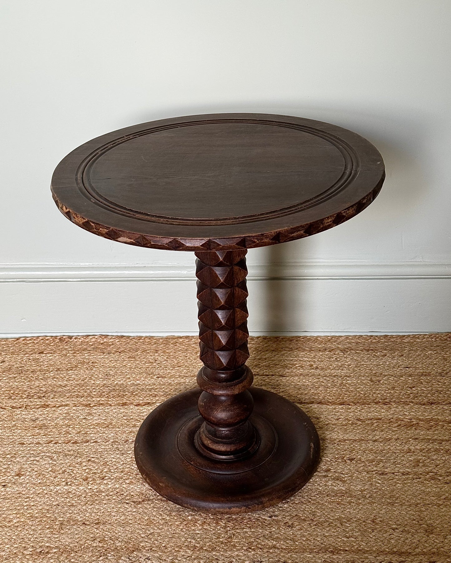 French Carved Oak Pedestal Table in the manner of Charles Dudouyt