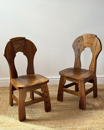 Set of 6 Belgian Oak Dining Chairs, c.1970