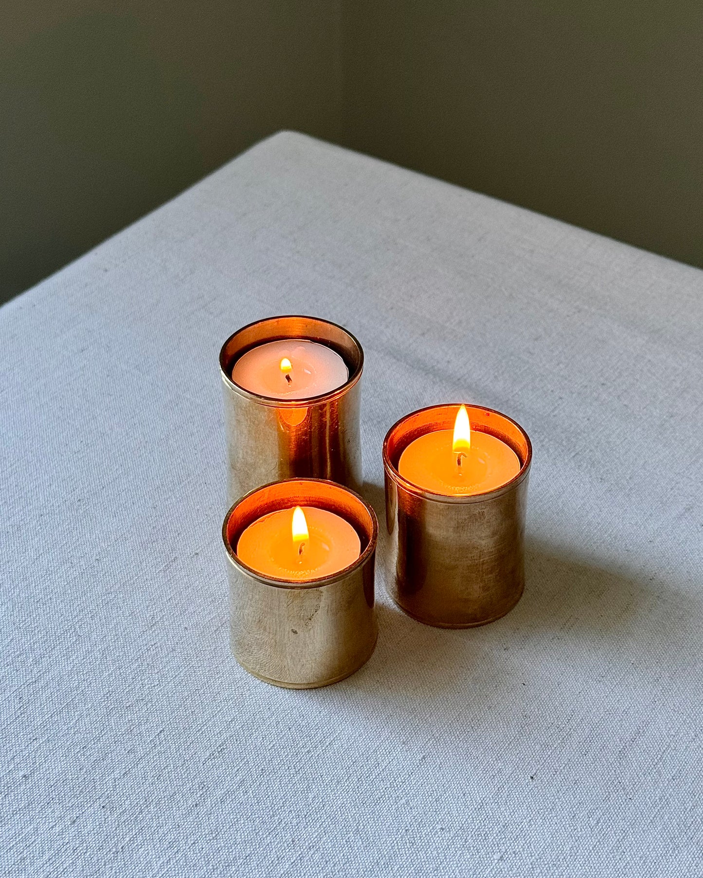 Set of 3 Scandinavian Brass Tealight Holders